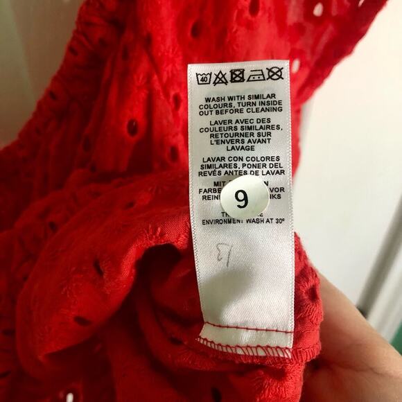 NWT ASOS Women's Red Orange Eyelet Off Shoulder Crop Top - Size 10 - Picture 4 of 7